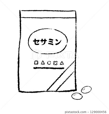 芝麻素補充劑袋線描圖 芝麻素補充劑袋線描圖 129000456