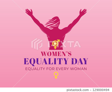 joyful woman silhouette celebrating equality day joyful woman silhouette celebrating equality day 129000494