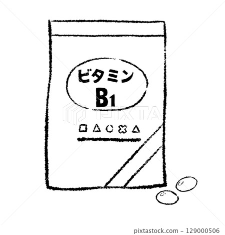 維生素B1補充劑袋線描 維生素B1補充劑袋線描 129000506