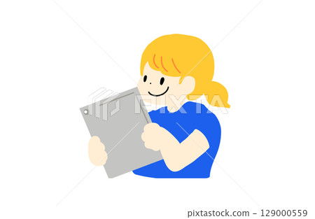 孩子們在平板電腦上學習的插圖 129000559