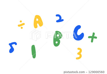 手繪字母和數字集 129000560