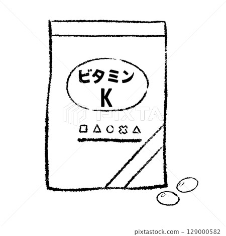 維生素K補充劑袋線描 維生素K補充劑袋線描 129000582