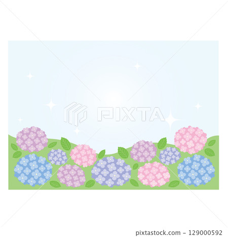 Modern frame of rainy season hydrangeas 129000592