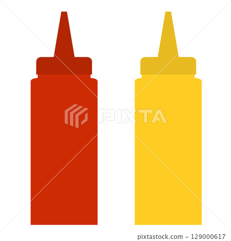 Ketchup and mustard bottle illustration Ketchup and mustard bottle illustration 129000617