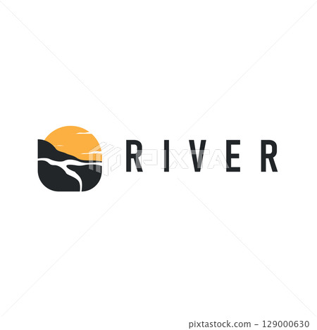 simple minimalist river logo design concept as a river design template vector illustration icon symbol 129000630