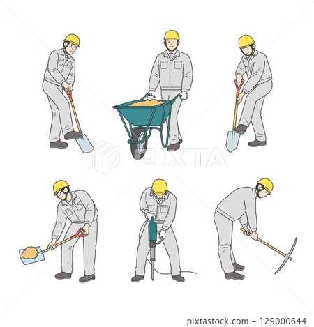 Workers working at a construction site 129000644