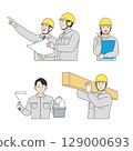 工人在建築工地工作 129000693