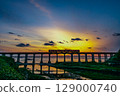 Sunset over the Sogogawa Bridge and trains Sunset over the Sogogawa Bridge and trains 129000740