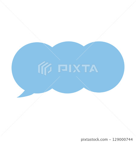A simple speech bubble with a cloud-shaped design of circles arranged in light blue A simple speech bubble with a cloud-shaped design of circles arranged in light blue 129000744