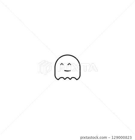 Cute Chibi Ghost Mascot Illustration Kawaii Halloween Character Icon Cute Chibi Ghost Mascot Illustration Kawaii Halloween Character Icon 129000823