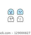 Cute Chibi Ghost Mascot Illustration  Kawaii Halloween Character Icon 129000827