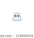 Cute Chibi Ghost Mascot Illustration  Kawaii Halloween Character Icon 129000838