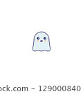 Cute Chibi Ghost Mascot Illustration  Kawaii Halloween Character Icon 129000840