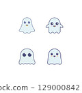 Cute Chibi Ghost Mascot Illustration  Kawaii Halloween Character Icon 129000842