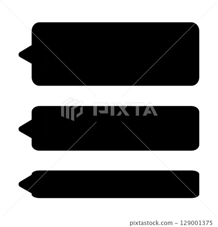 Monochrome design, horizontal, black speech bubble with rounded corners 129001375