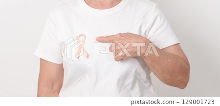 Elderly woman with Peach Ribbon for September Uterine Cancer Awareness month, Endometrial Cancer, Gynecologic, Uterus and Ovaries, Endometriosis, June Vaginal cancer and World cancer day concept Elderly woman with Peach Ribbon for September Uterine Cancer Awareness month, Endometrial Cancer, Gynecologic, Uterus and Ovaries, Endometriosis, June Vaginal cancer and World cancer day concept 129001723