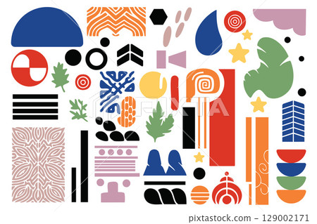 Bauhaus style abstract collection shape elements. Vector illustration. Bauhaus style abstract collection shape elements. Vector illustration. 129002171