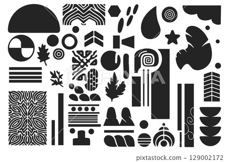 Bauhaus style abstract collection shape elements silhouette black. 129002172