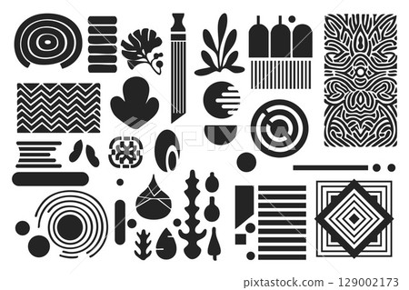 Bauhaus style abstract collection shape elements silhouette black. Vector illustration. 129002173