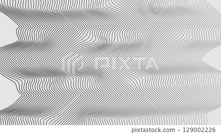 Modern background of black thin vertical curved lines on a white background illustration 129002226