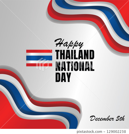 Happy Thailand National Day greeting poster with flag waves. 129002238