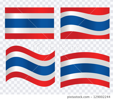 Thailand flag waving lines set. National symbol vector illustration. Thailand flag waving lines set. National symbol vector illustration. 129002244