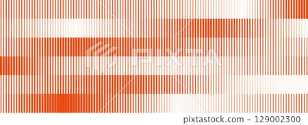 Striped halftone gradient texture. Fading line gradation background. Repeating strip pattern backdrop. Orange red parallel lines wallpaper. Vector halfton patern overlay. Doppler effect concept 129002300