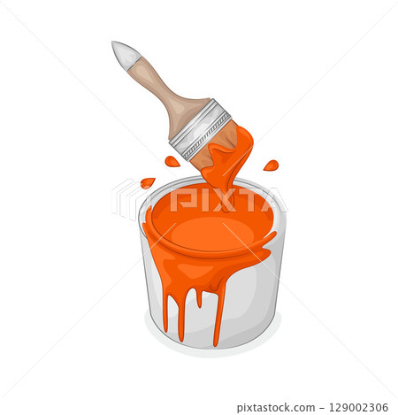 Illustration of Orange Paint Bucket 129002306
