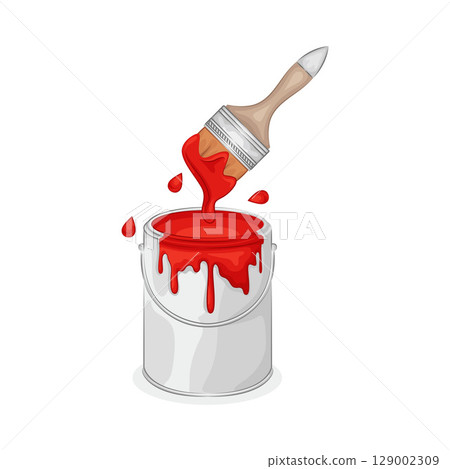Illustration of Red Paint Bucket 129002309