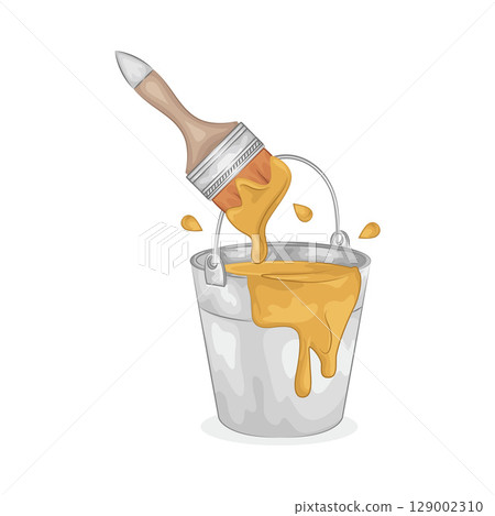 Illustration of Yellow Paint Bucket Illustration of Yellow Paint Bucket 129002310