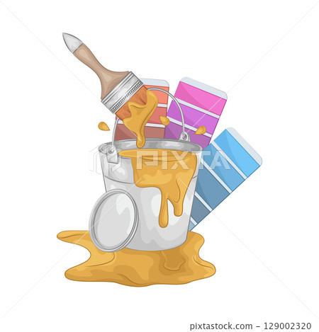 Illustration of Yellow Paint Bucket 129002320