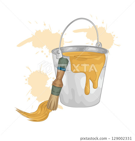 Illustration of Yellow Paint Bucket Illustration of Yellow Paint Bucket 129002331