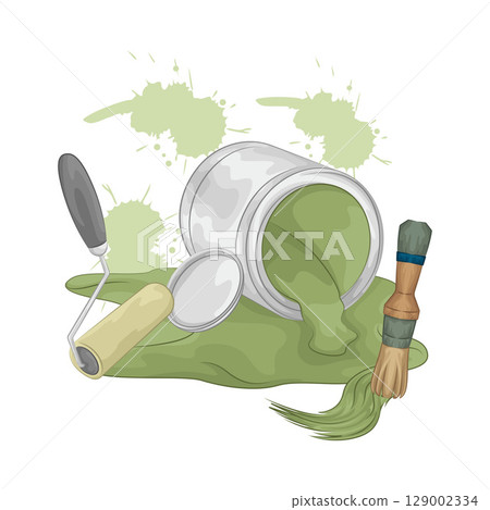 Illustration of Green Paint Bucket 129002334