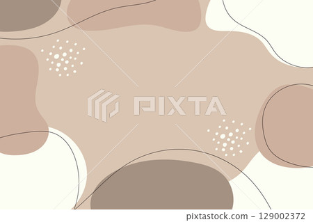 Bohemian Hand Drawn Line Art Background with Abstract Organic Brown Shapes. Bohemian Hand Drawn Line Art Background with Abstract Organic Brown Shapes. 129002372