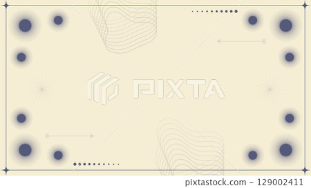 Abstract modern background waves line dots rectangle frame. 129002411