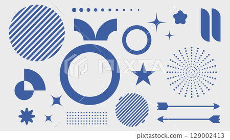 Blue shapes collection abstract elements. Vector illustration. 129002413