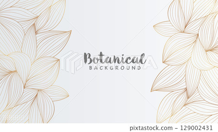 Botanical luxury gold flower line white background. Vector illustration. 129002431