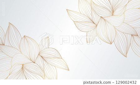 Elegant abstract line art on white background. Luxury hand drawn and golden texture with gold gradient wavy line.Vector illustration 129002432