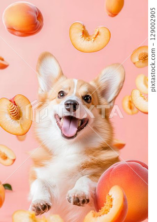Portrait of a peach and happy smiling Corgi Portrait of a peach and happy smiling Corgi 129002905