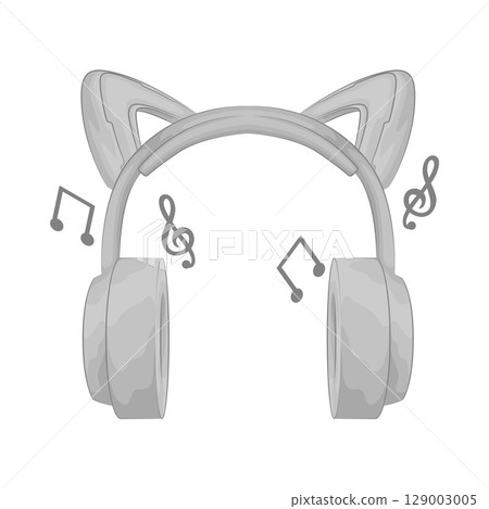 Illustration of Cat Ear Headphone Illustration of Cat Ear Headphone 129003005