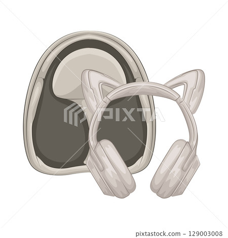 Illustration of Cat Ear Headphone Illustration of Cat Ear Headphone 129003008