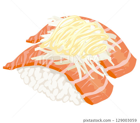 鮭魚壽司佐洋蔥蛋黃醬 129003059