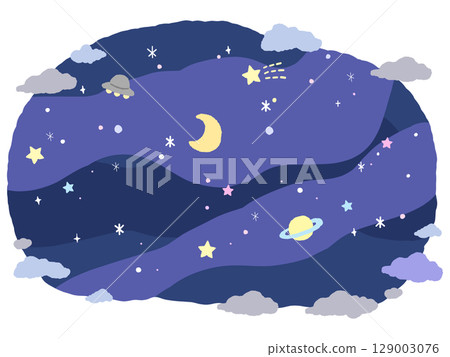 星空與雲的夜空插圖 129003076