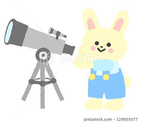 兔子透過望遠鏡觀察 129003077