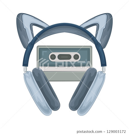 Illustration of Cat Ear Headphone Illustration of Cat Ear Headphone 129003172
