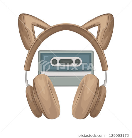 Illustration of Cat Ear Headphone Illustration of Cat Ear Headphone 129003173