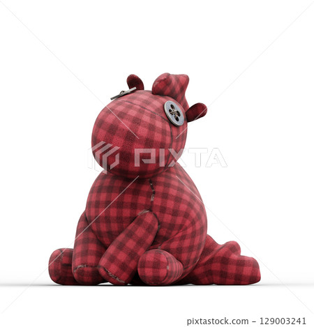 Horse Plush Cute and Funny Toy. 3D Illustration. File with Clipping Path. 129003241