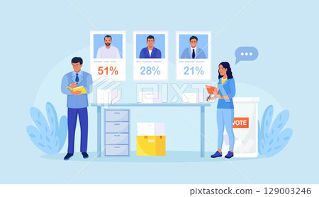 Election results. Two election observers helps counting voting results. Candidates received different numbers of votes. Political competition and democracy. Stacks of ballot papers on table Election results. Two election observers helps counting voting results. Candidates received different numbers of votes. Political competition and democracy. Stacks of ballot papers on table 129003246