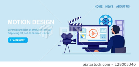 Motion design studio. Freelancer Designer, animator, storyteller creating motion graphic content. Multimedia content, video post production, footage editing. Computer animation, special effects design Motion design studio. Freelancer Designer, animator, storyteller creating motion graphic content. Multimedia content, video post production, footage editing. Computer animation, special effects design 129003340