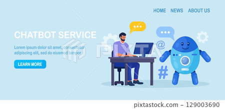 Chatbot conversation with clients. Chat bot chatting. Optimizing language models for dialogue. Artificial intelligence robot answer questions, generate refinement conversation, provide smart solution 129003690